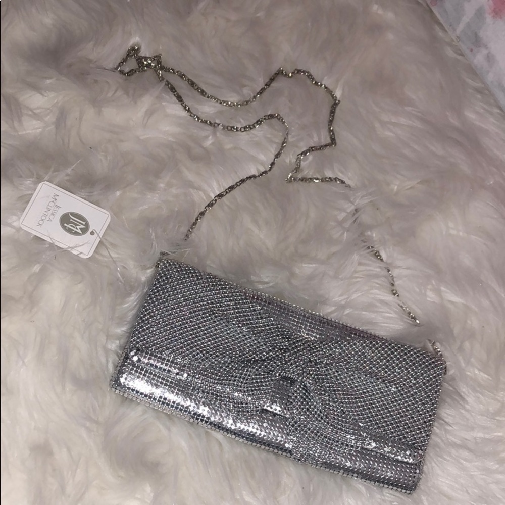 Jessica McClintock Silver evening bag/clutch